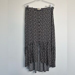Rewind Black and White Floral Maxi Skirt